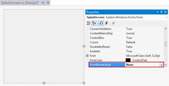 Border style of SplashSreen form 